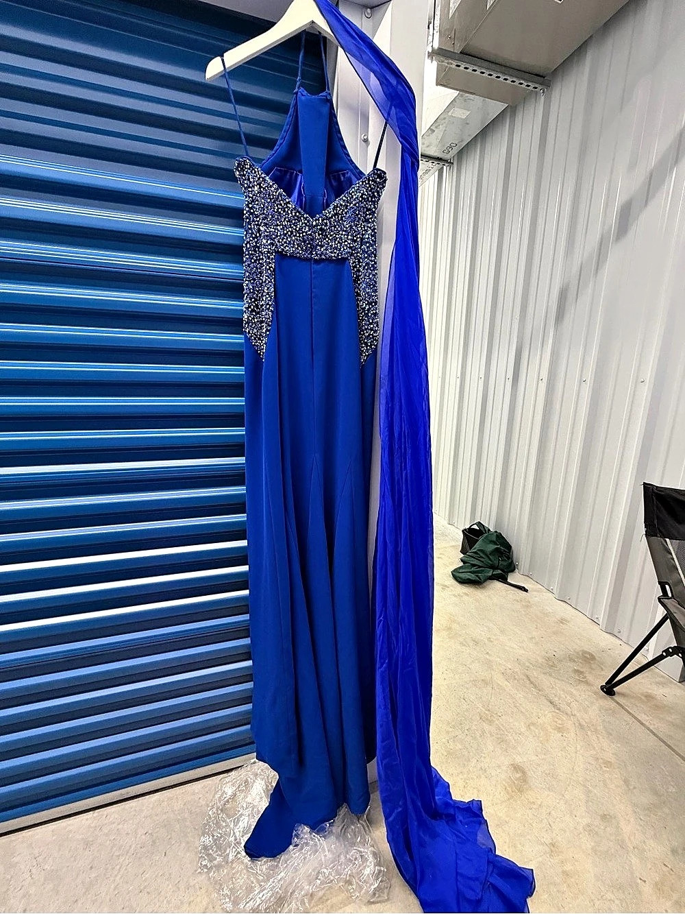 JOVANI Couture Blue Silk Blend Maxi Gown Size 6 like new! - Picture 2 of 3